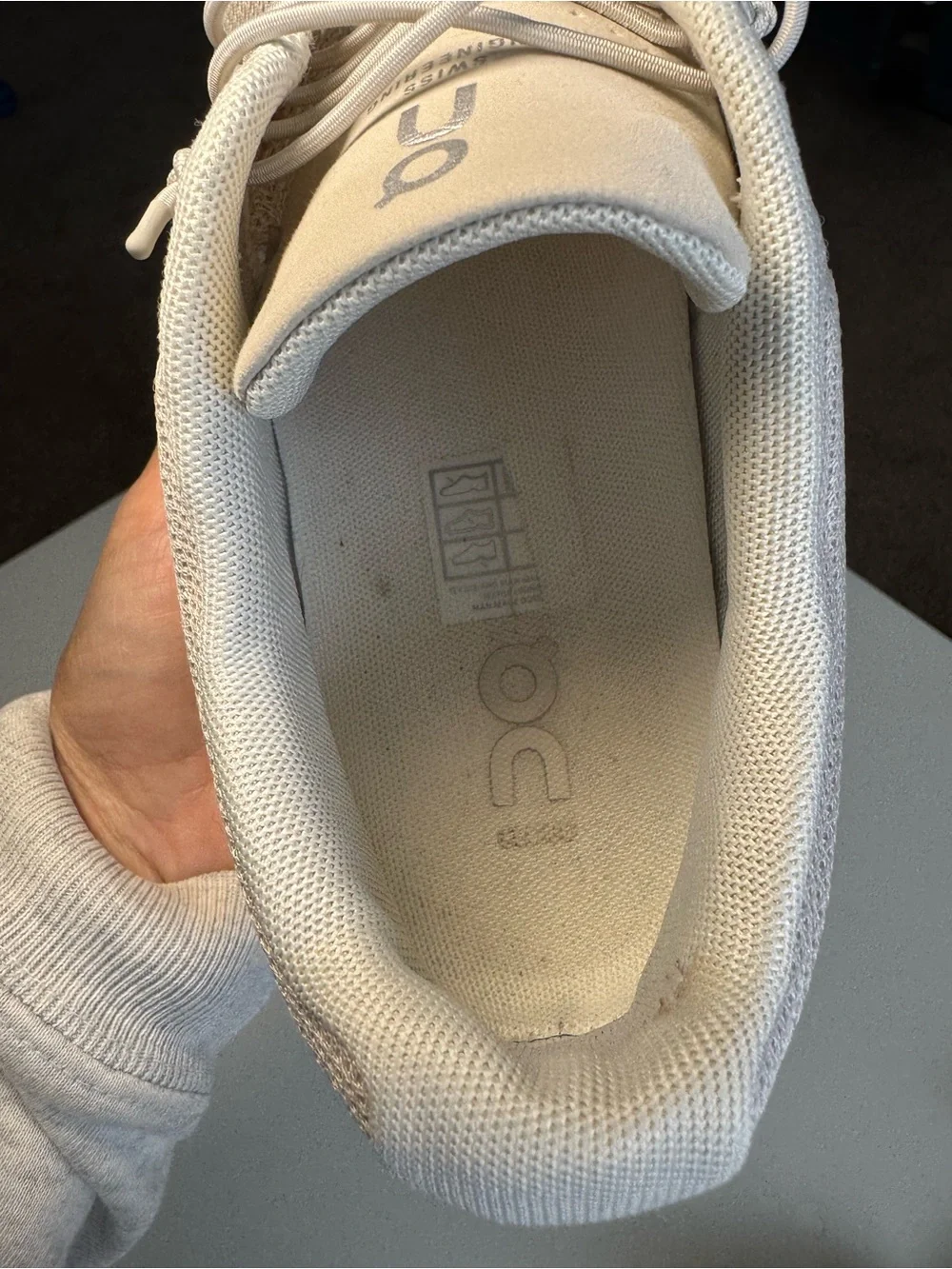 On Running Cloudrunner Athletic Shoes in Light Gray and White - Picture 11 of 15